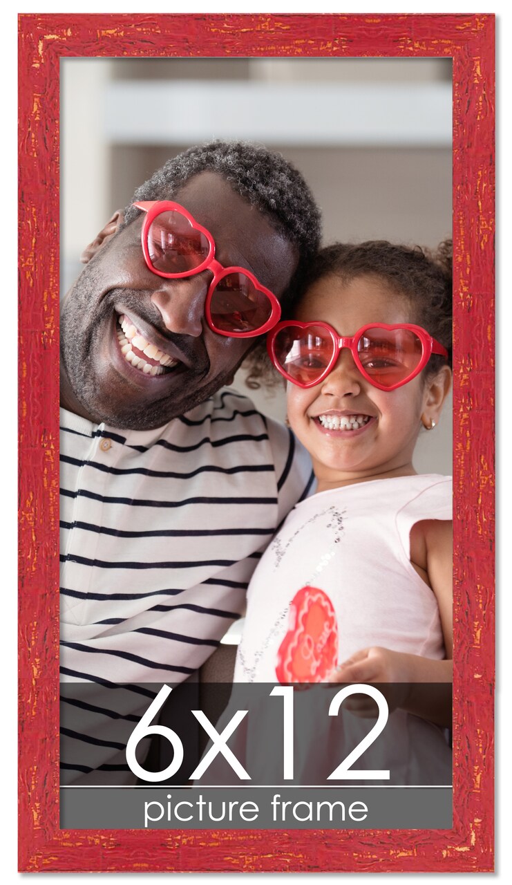 Panoramic Shabby Chic Red Picture Frame - UV Acrylic, Foam Board Backing, Hanging Hardware